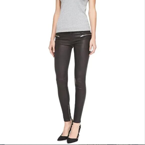 New RtA Black Lamb Leather Zip-Around Designer Pants NWOT Size 25 - Picture 12 of 13